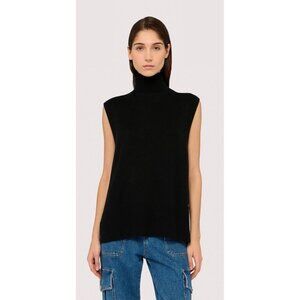 Club Monaco 100%Cashmere Sleeveless Turtleneck Sweater Women’s L Black Mock Neck